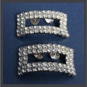 pair of vintage Musi silver-tone with clear rhinestone shoe buckles